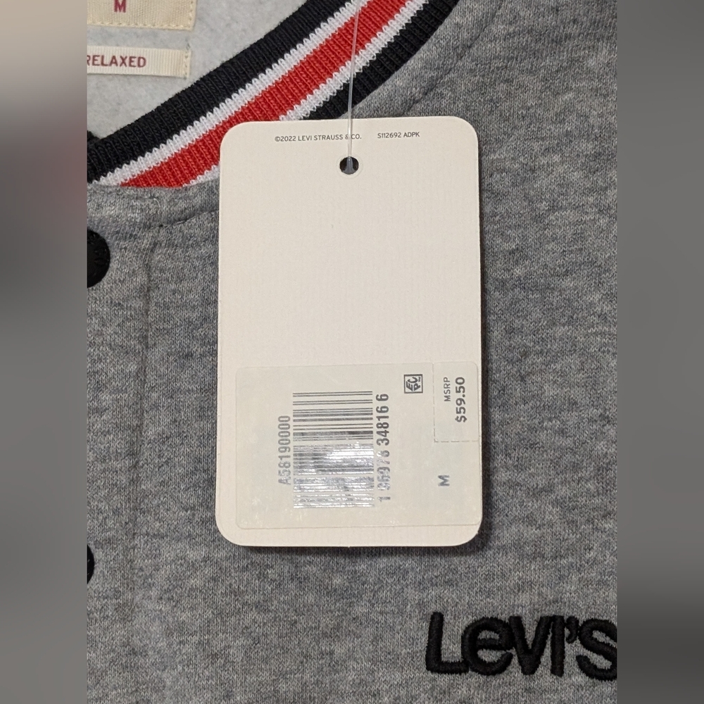 NWT Levi's Snap Crewneck Henley Embroidered Men's Grey Sweatshirt Size Medium - Picture 12 of 16